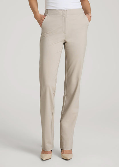 Freedom Flex Slim Straight Leg Dress Pants for Tall Women in Stone