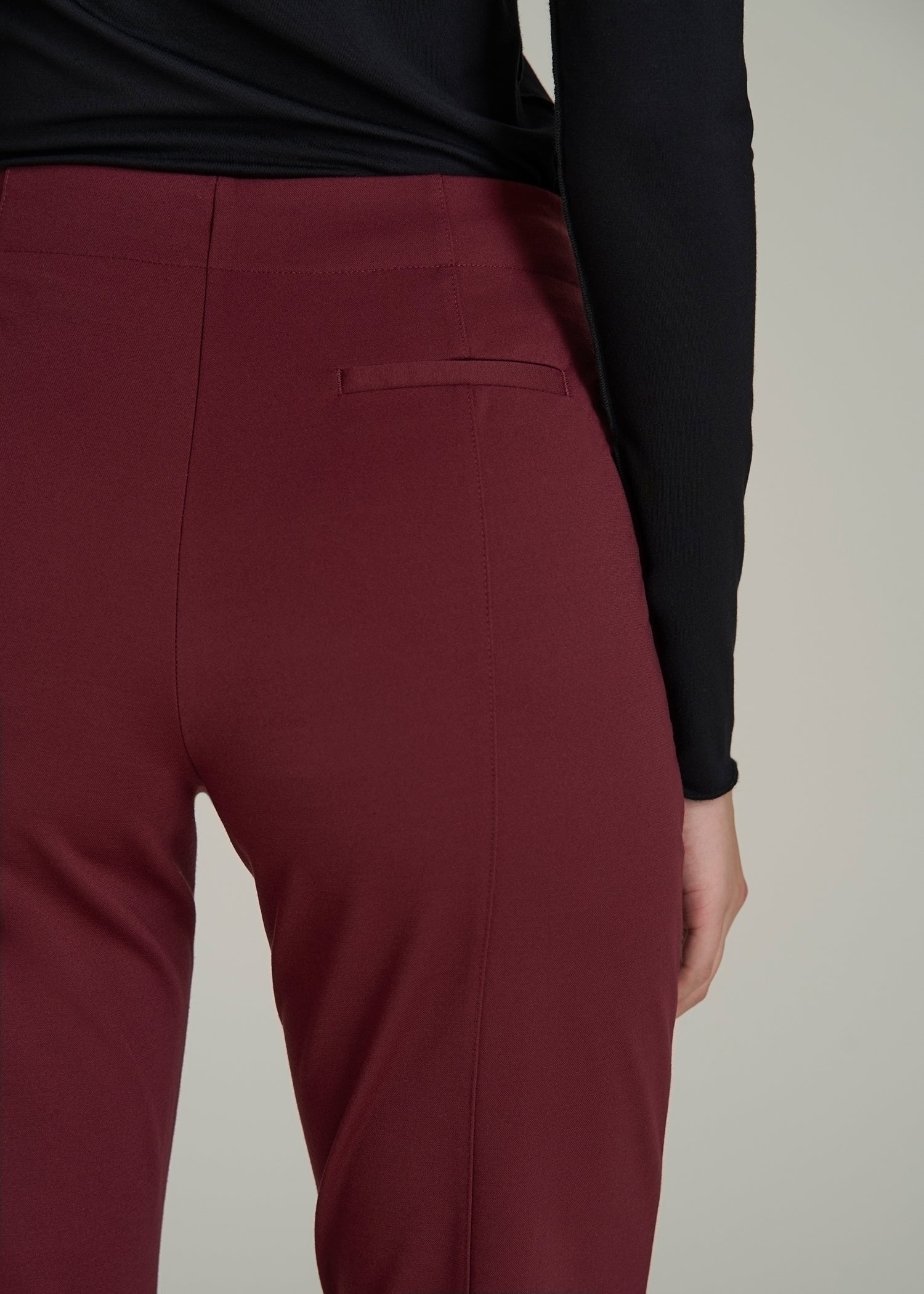 Slim Straight Leg Dress Pants for Tall Women in Tawny Port
