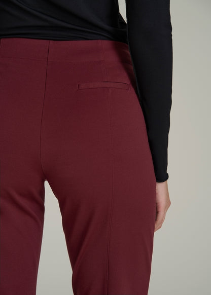 Slim Straight Leg Dress Pants for Tall Women in Tawny Port