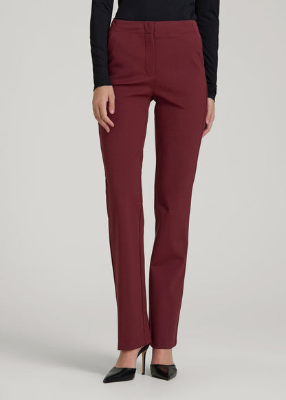 burgundy dress slacks Freedom Flex Slim Straight Leg Dress Pants for Tall Women in Tawny Port 8 / Tall / Tawny Port