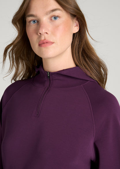 Soft Motion Cropped Zip Up Hoodie for Tall Women in Aubergine