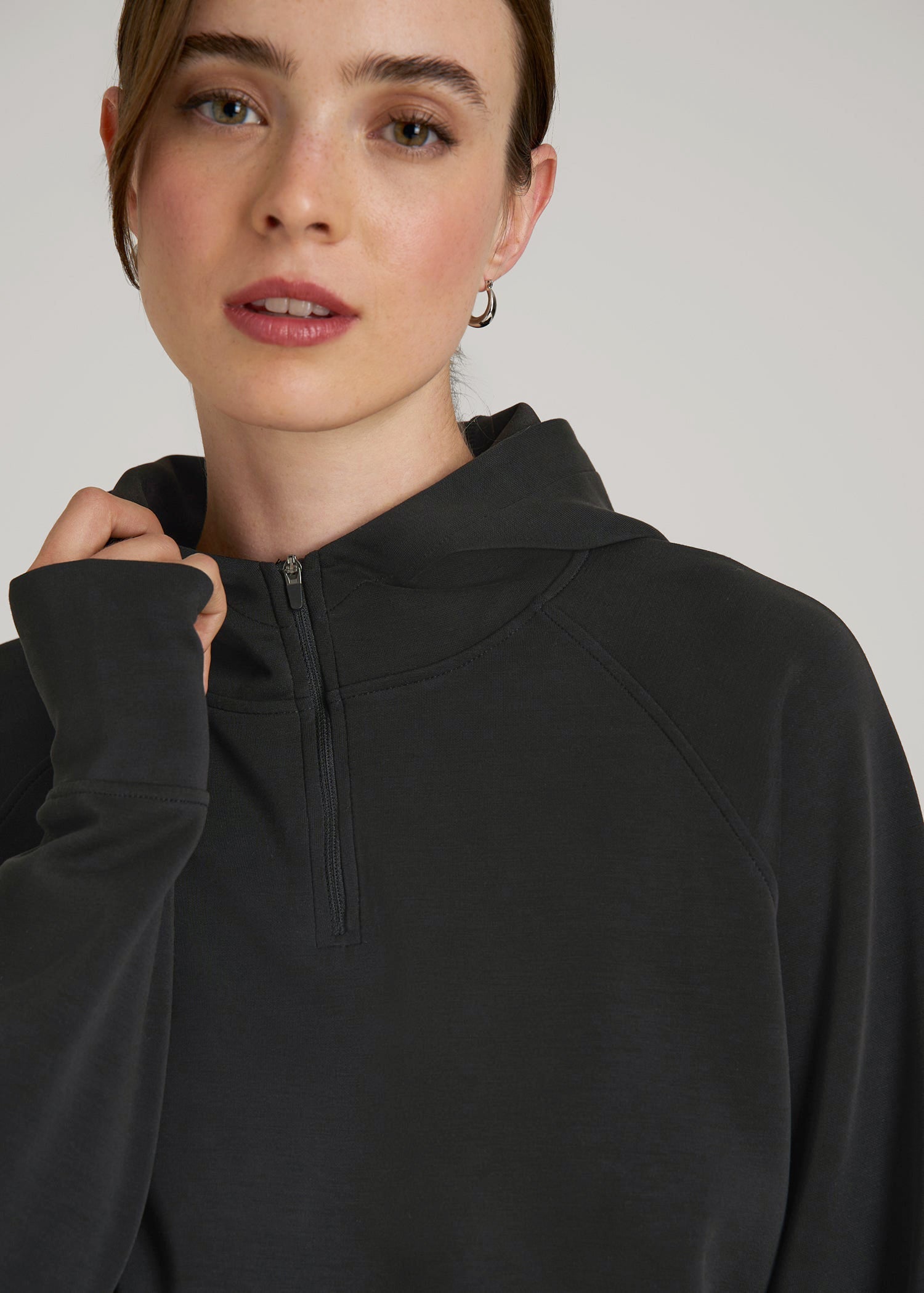 Soft Motion Cropped Zip Up Hoodie for Tall Women | American Tall