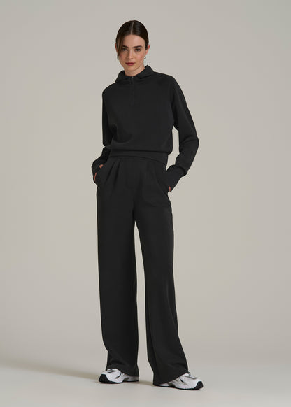 Soft Motion Cropped Zip Up Hoodie for Tall Women in Black