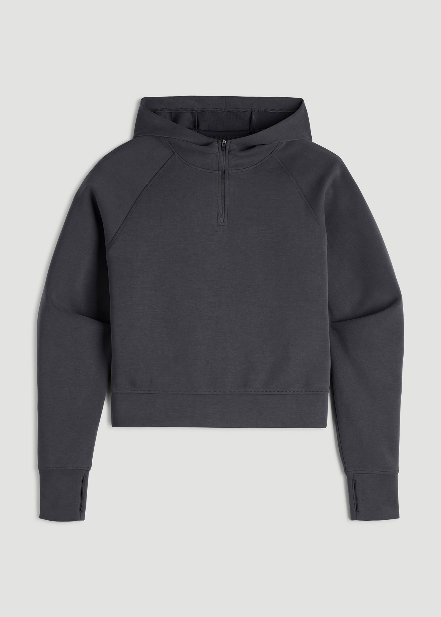 Soft Motion Cropped Zip Up Hoodie for Tall Women in Charcoal Rinse