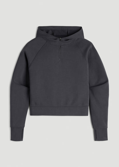 Soft Motion Cropped Zip Up Hoodie for Tall Women in Charcoal Rinse