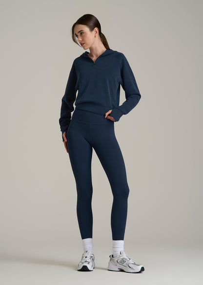 Soft Motion Cropped Zip Up Hoodie for Tall Women in Evening Blue