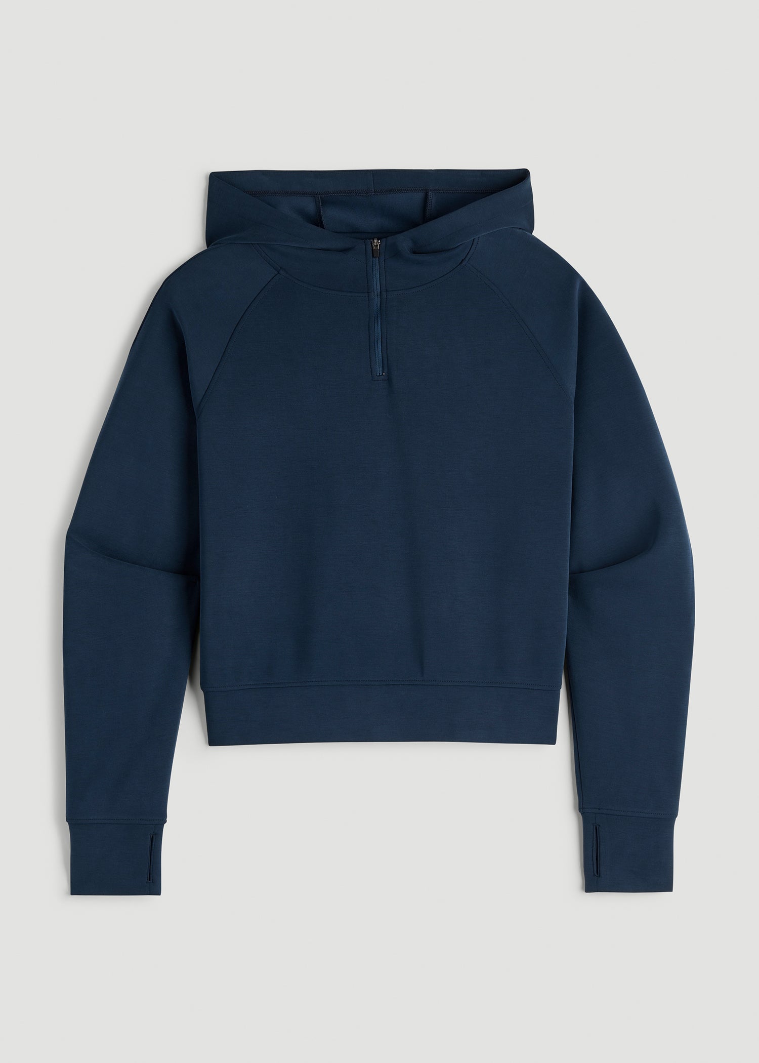 Soft Motion Cropped Zip Up Hoodie for Tall Women in Evening Blue