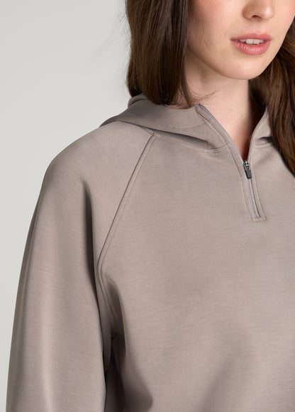 Soft Motion Cropped Zip Up Hoodie for Tall Women in Portobello
