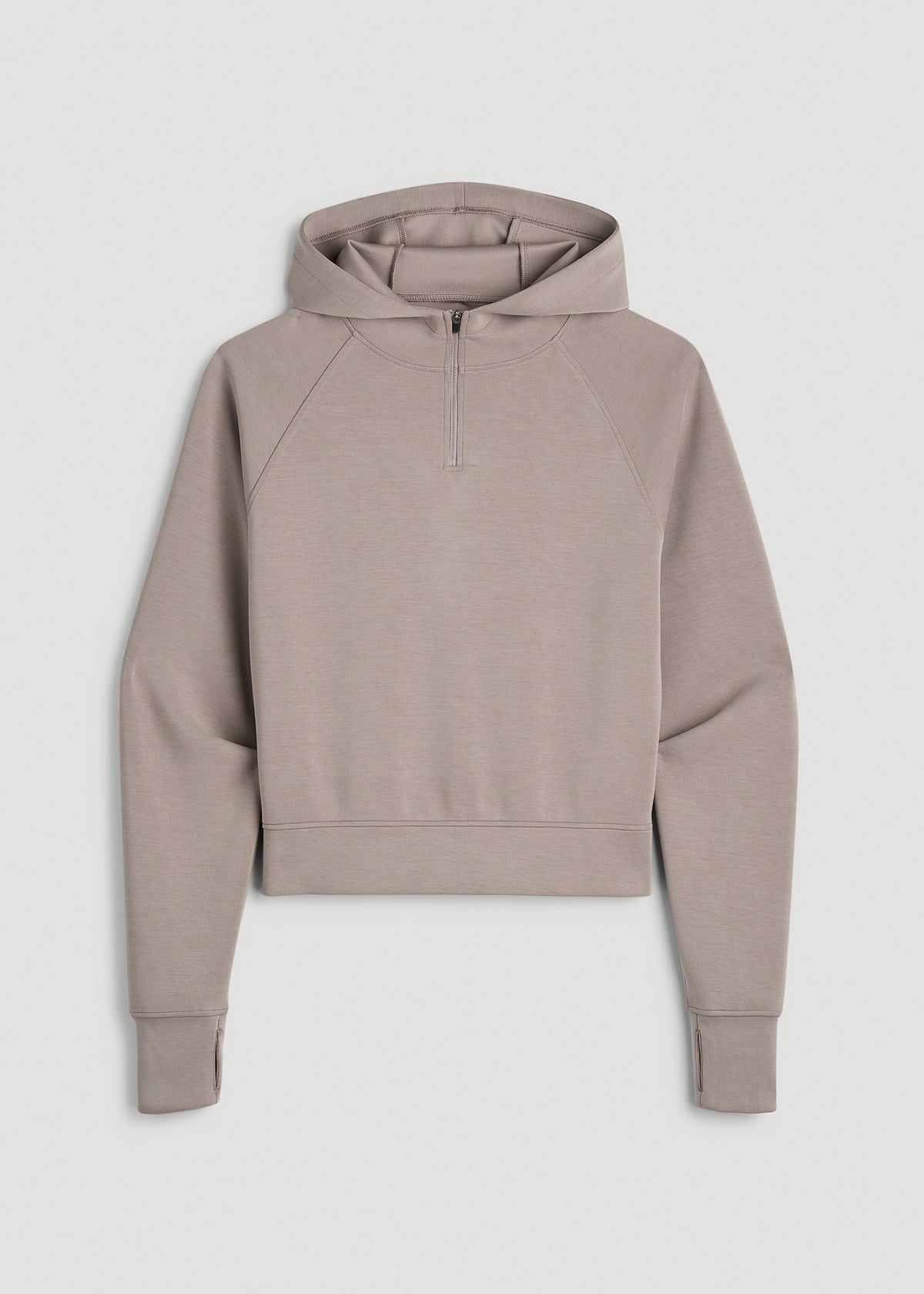 Soft Motion Cropped Zip Up Hoodie for Tall Women in Portobello
