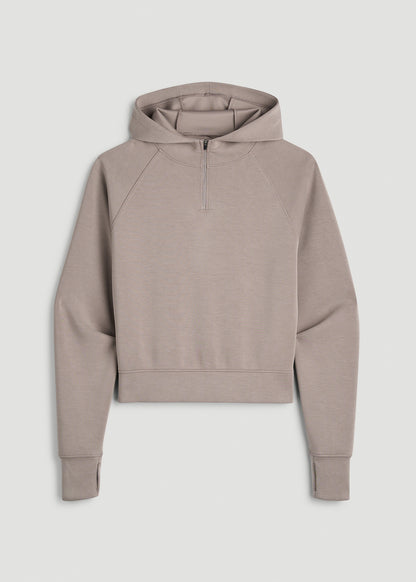 Soft Motion Cropped Zip Up Hoodie for Tall Women in Portobello