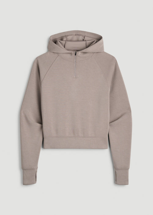 Soft Motion Cropped Zip Up Hoodie for Tall Women in Portobello