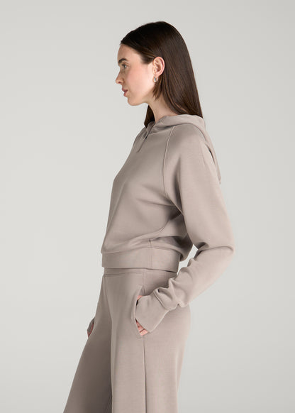 Soft Motion Cropped Zip Up Hoodie for Tall Women in Portobello