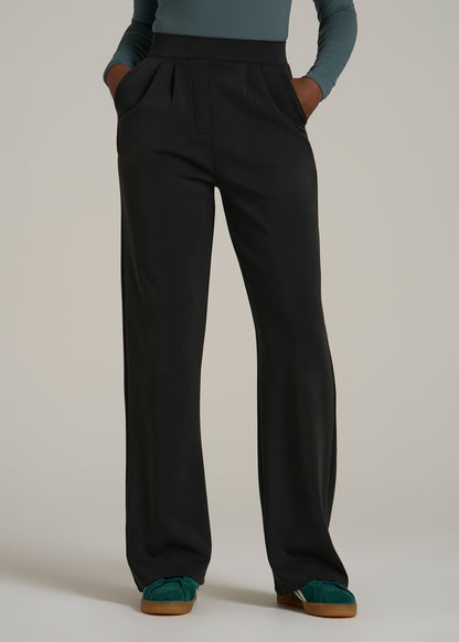 Soft Motion Pleated Wide Leg Pant for Tall Women in Black