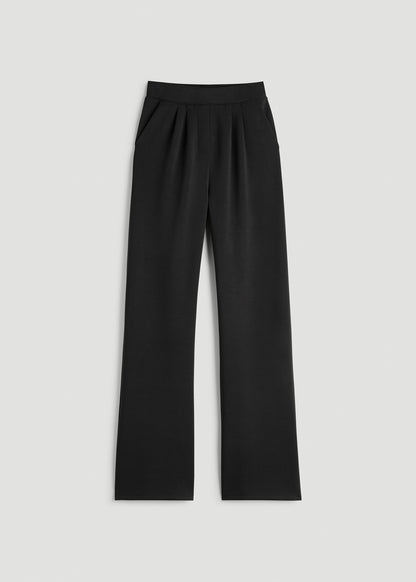 Soft Motion Pleated Wide Leg Pant for Tall Women in Black