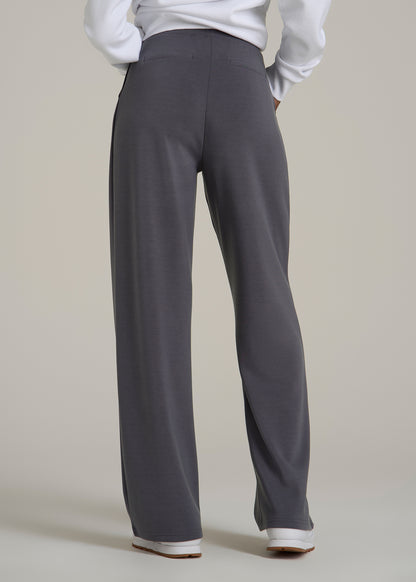 Soft Motion Pleated Wide Leg Pant for Tall Women in Charcoal Rinse