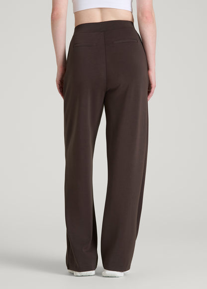 Soft Motion Pleated Wide Leg Pant for Tall Women in Espresso