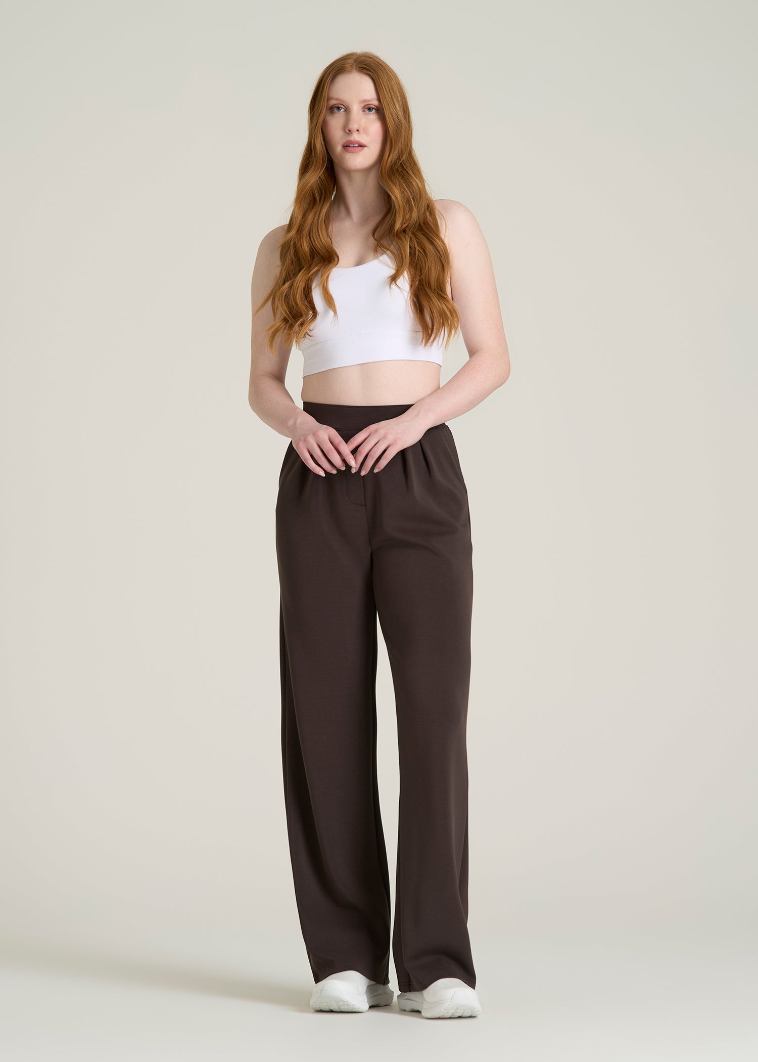 Soft Motion Pleated Wide Leg Pant for Tall Women in Espresso