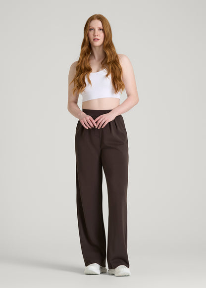 Soft Motion Pleated Wide Leg Pant for Tall Women in Espresso