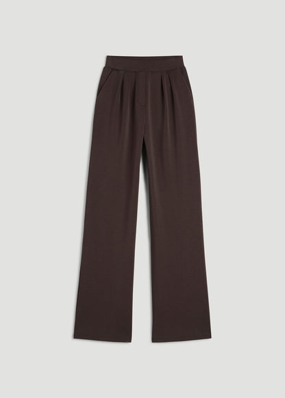 Soft Motion Pleated Wide Leg Pant for Tall Women in Espresso