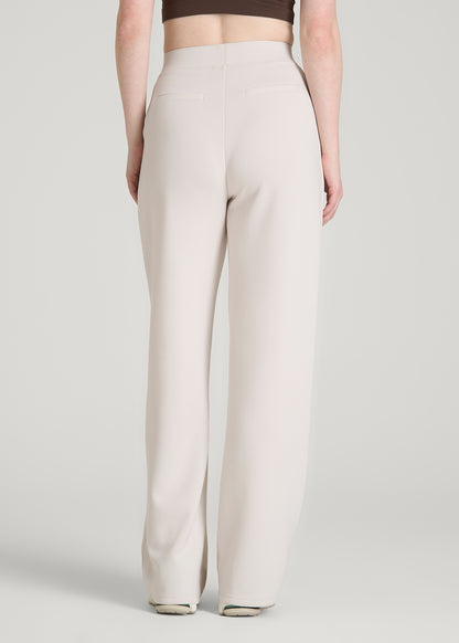 Soft Motion Pleated Wide Leg Pant for Tall Women in White Sand