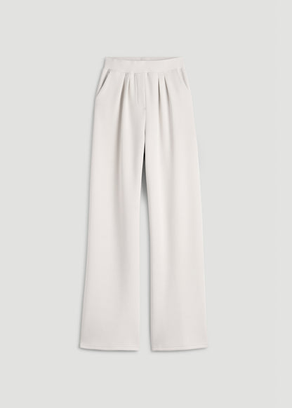 Soft Motion Pleated Wide Leg Pant for Tall Women in White Sand