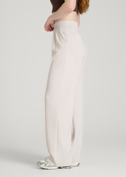 Soft Motion Pleated Wide Leg Pant for Tall Women in White Sand
