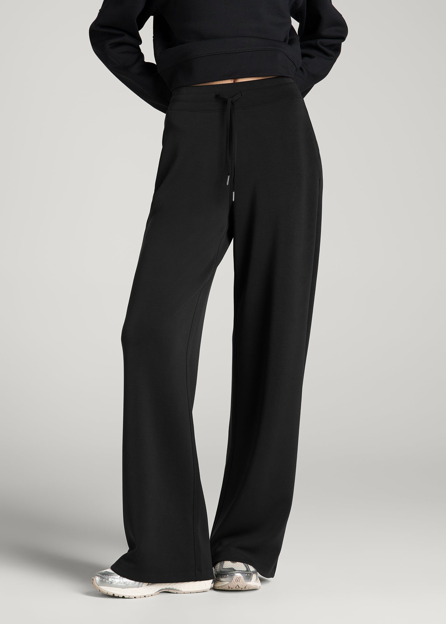 Soft Motion Pull-On Tie Waist Pants for Tall Women in Black