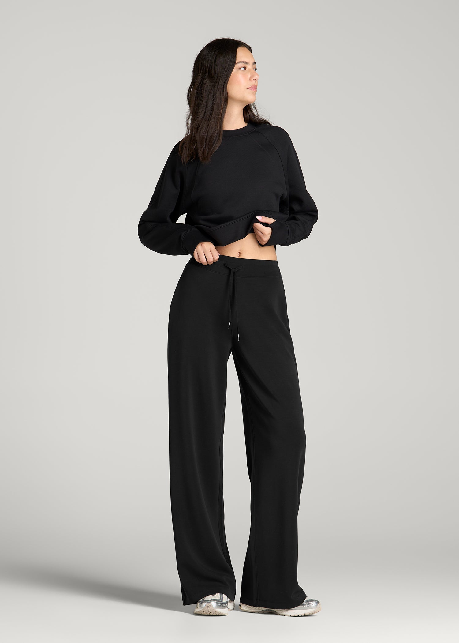 Soft Motion Pull-On Tie Waist Pants for Tall Women in Black