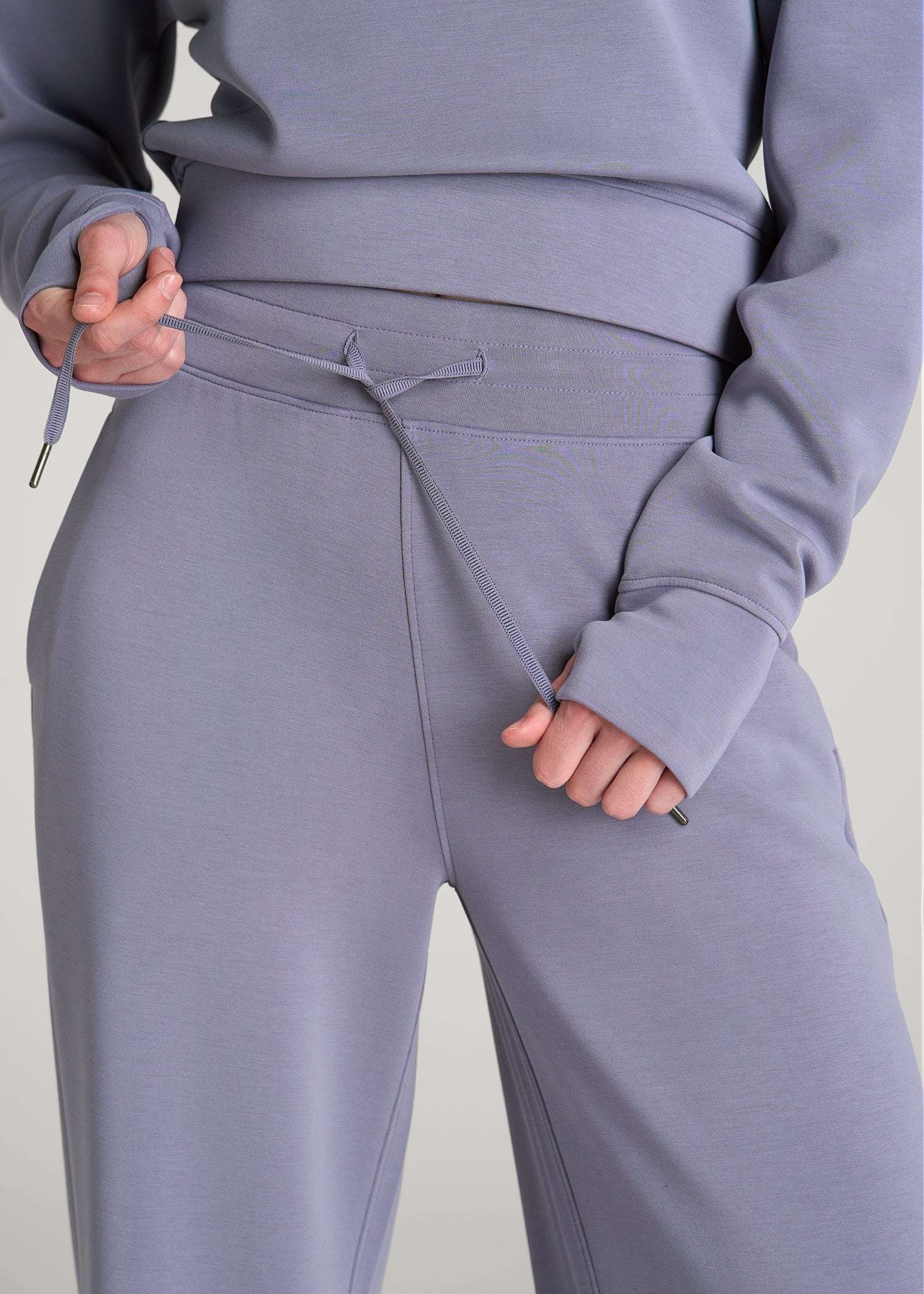 Soft Motion Pull-On Tie Waist Pants for Tall Women in Blue Granite
