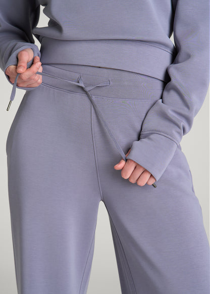 Soft Motion Pull-On Tie Waist Pants for Tall Women in Blue Granite