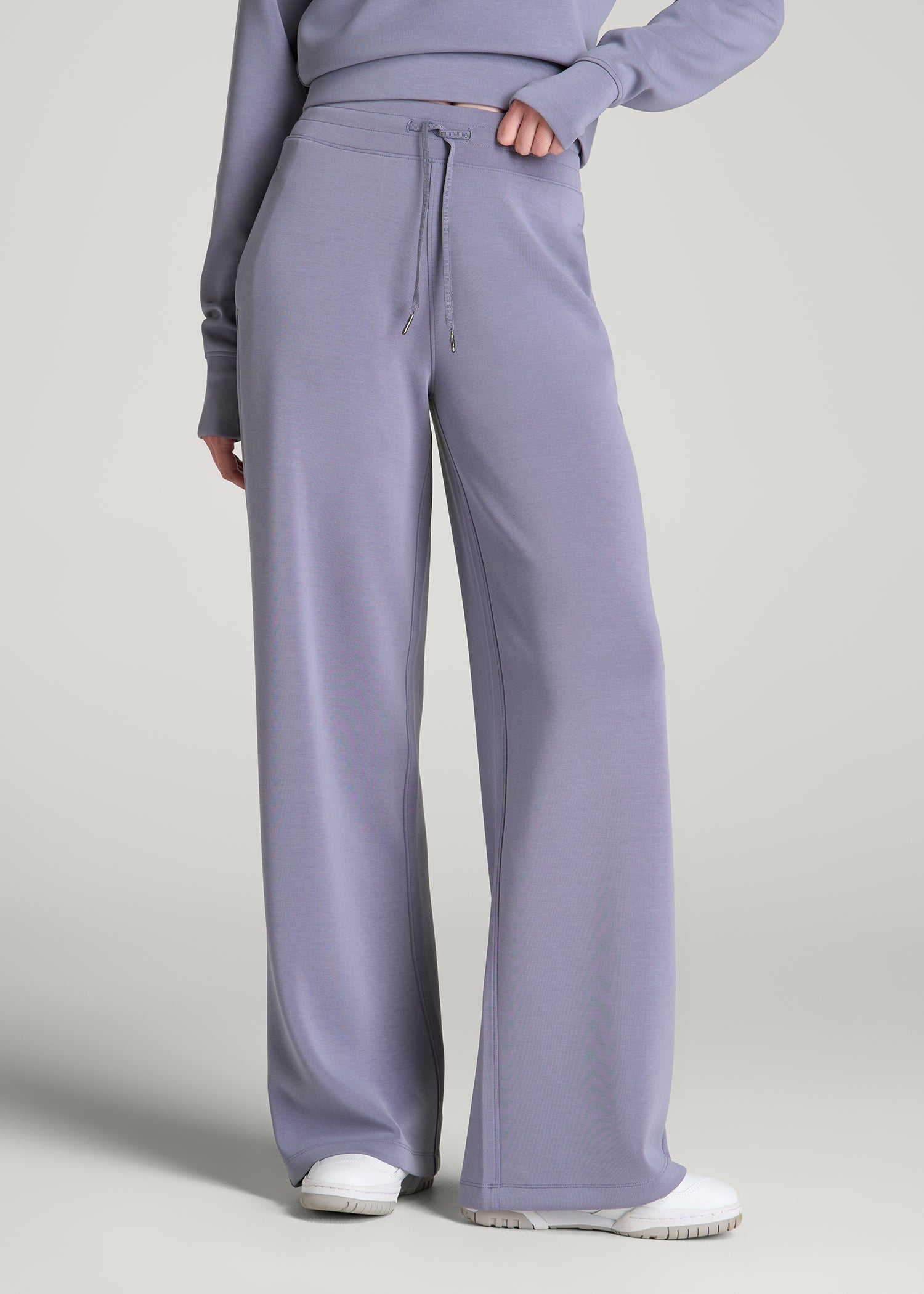Soft Motion Pull-On Tie Waist Pants for Tall Women in Blue Granite
