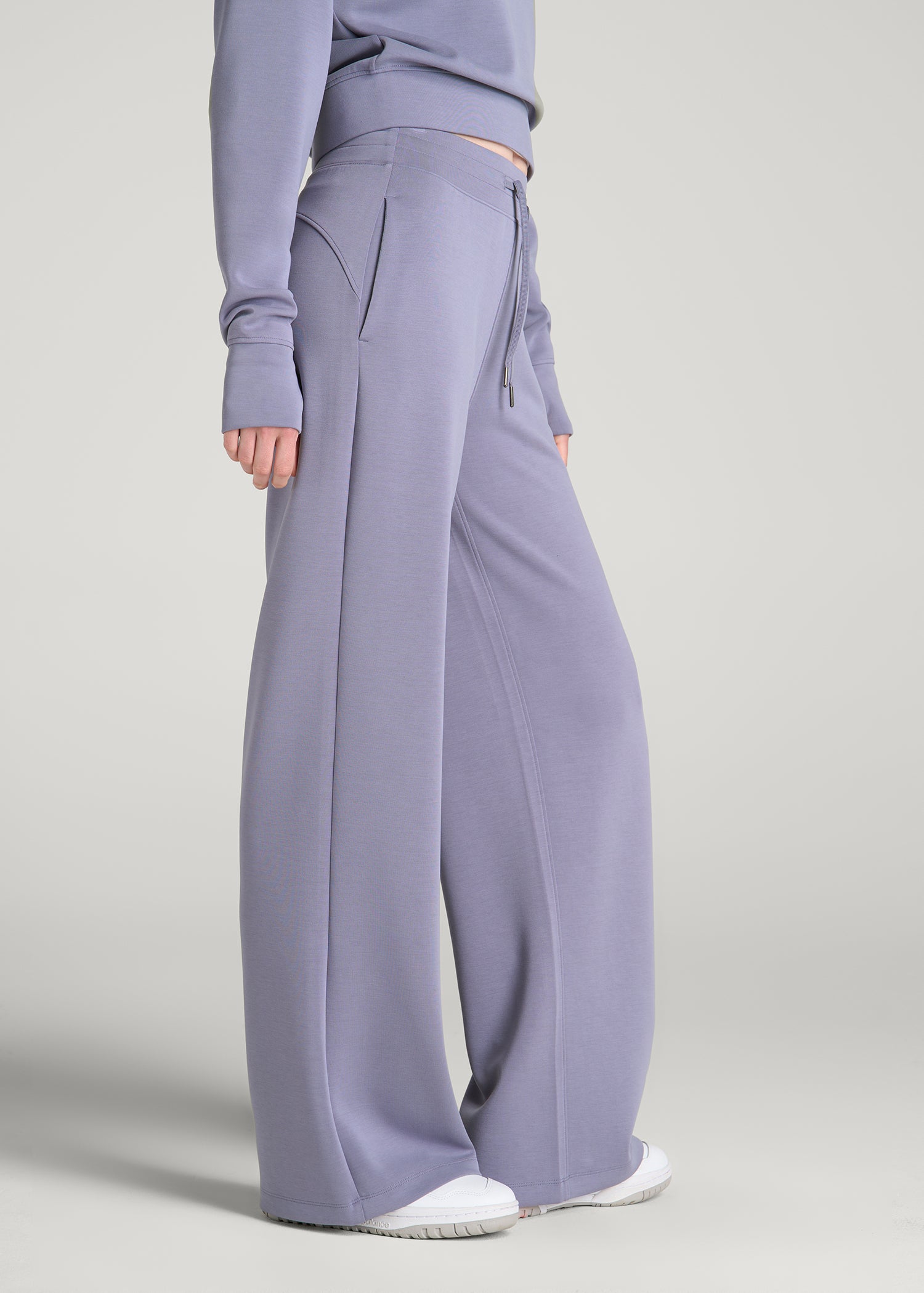 Soft Motion Pull-On Tie Waist Pants for Tall Women in Blue Granite