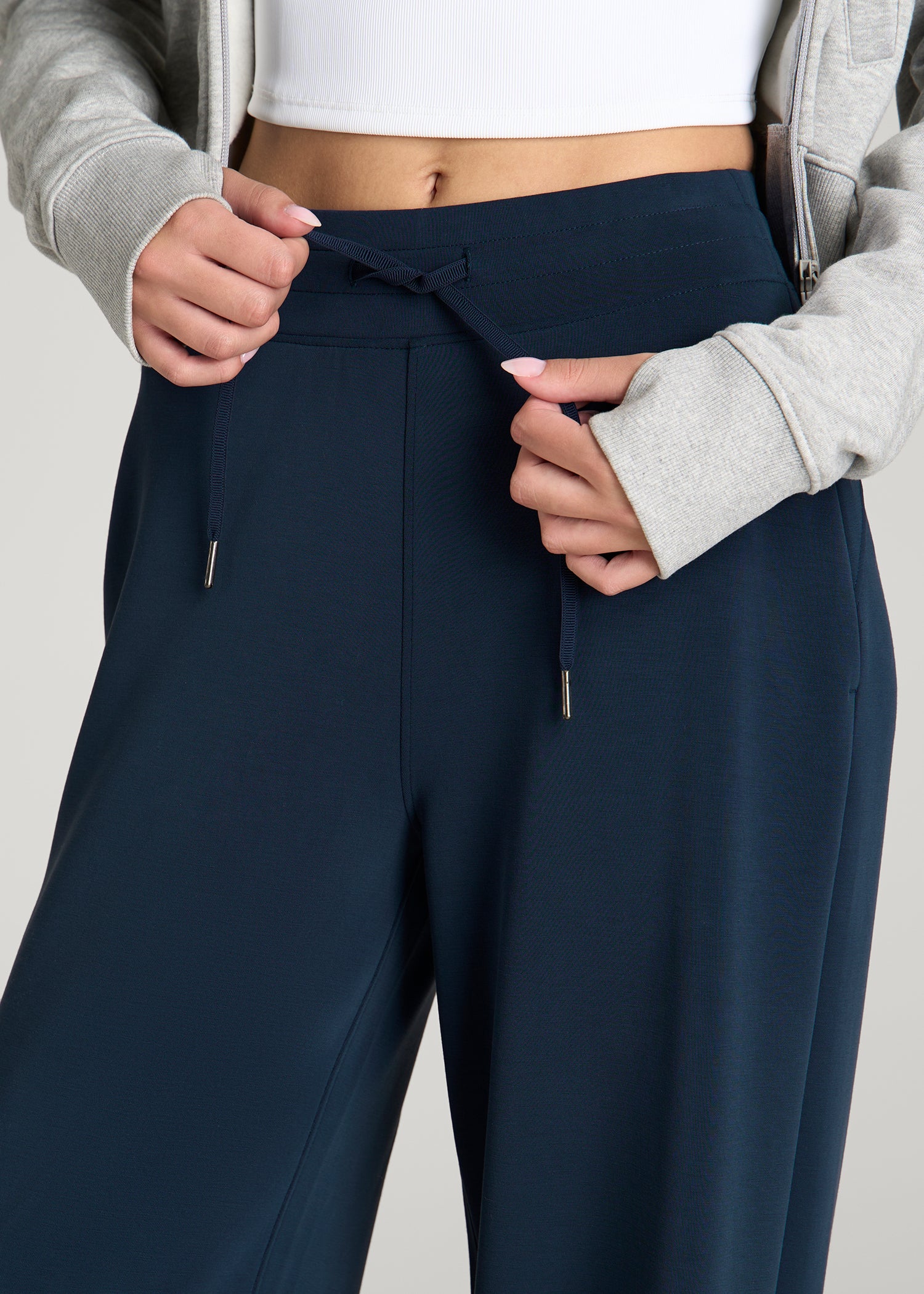 Soft Motion Pull-On Tie Waist Pants for Tall Women in Navy
