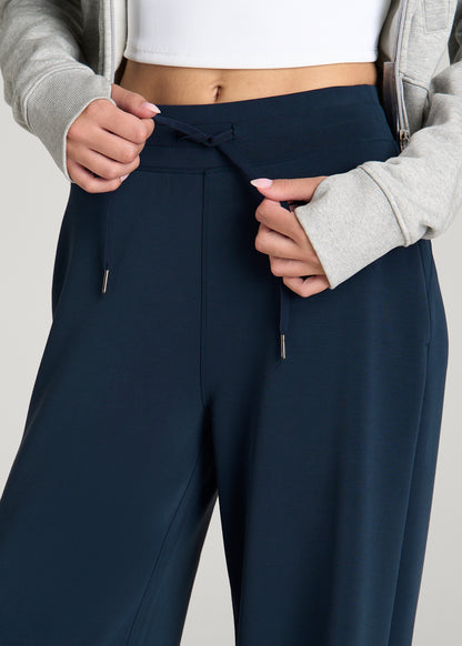 Soft Motion Pull-On Tie Waist Pants for Tall Women in Navy