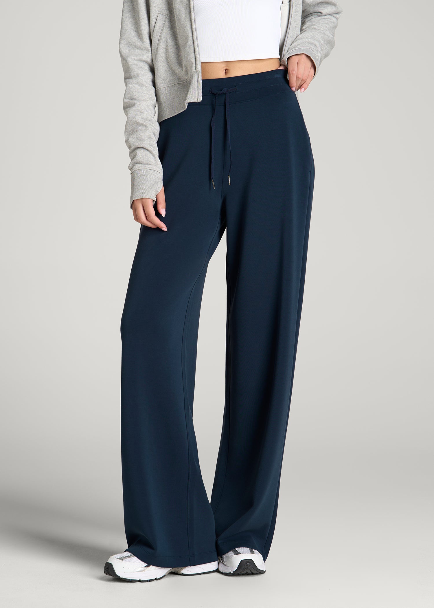 Soft Motion Pull-On Tie Waist Pants for Tall Women in Navy