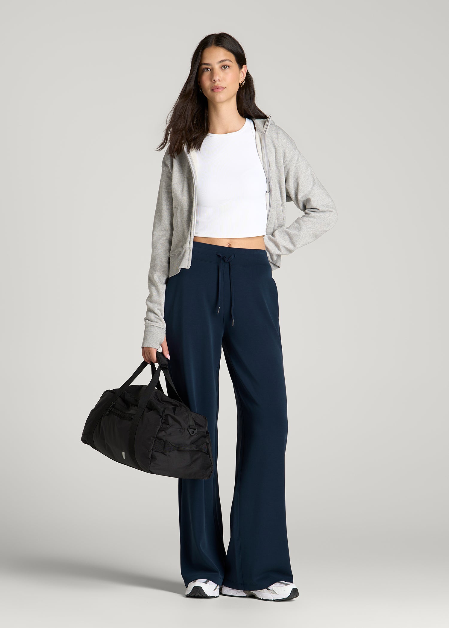 Soft Motion Pull-On Tie Waist Pants for Tall Women in Navy