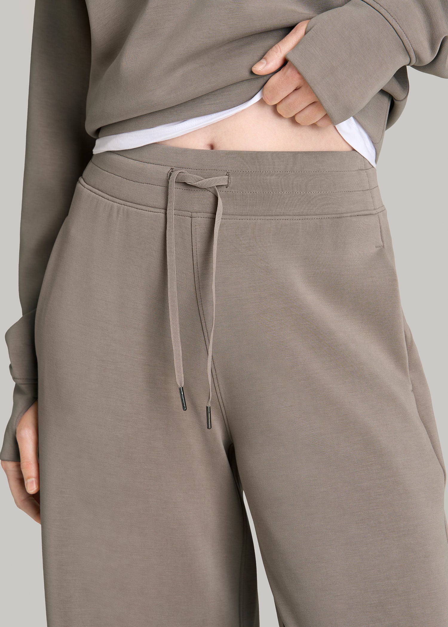 Soft Motion Pull-On Tie Waist Pants for Tall Women in Portobello