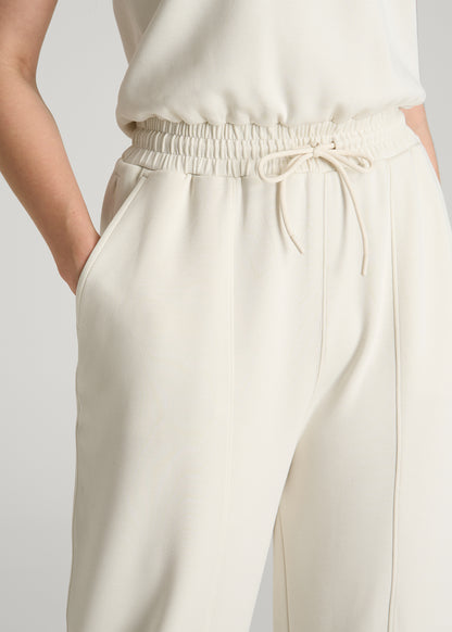 Soft Motion Sleeveless Sweatpants Jumpsuit for Tall Women in Pearl