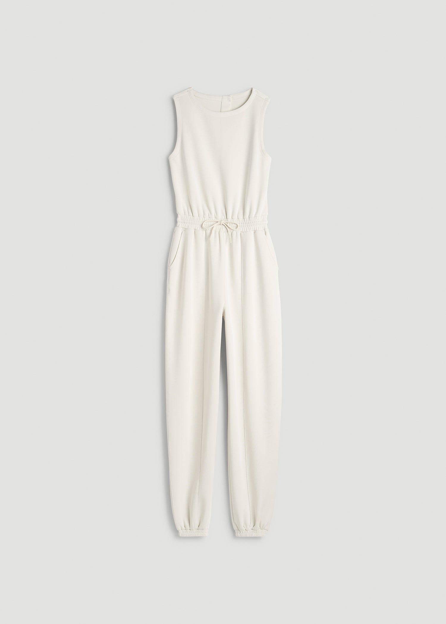 Soft Motion Sleeveless Sweatpants Jumpsuit for Tall Women in Pearl