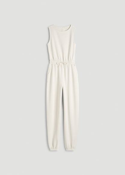 Soft Motion Sleeveless Sweatpants Jumpsuit for Tall Women in Pearl