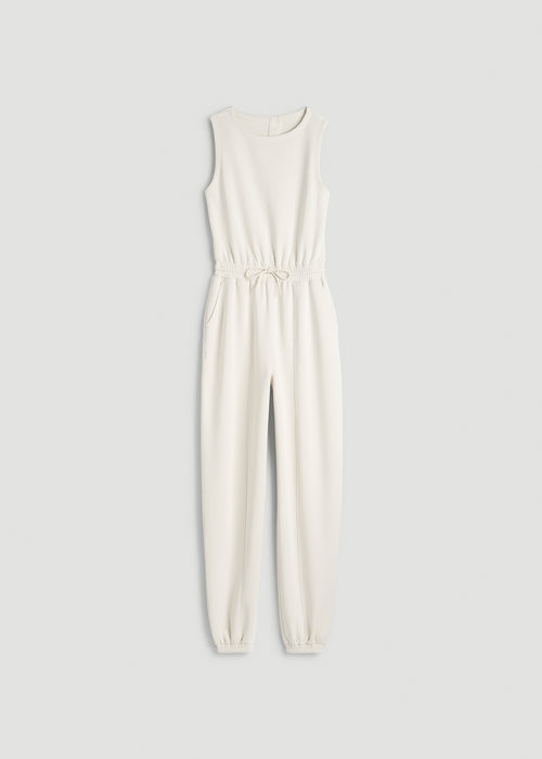Soft Motion Sleeveless Sweatpants Jumpsuit for Tall Women in Pearl