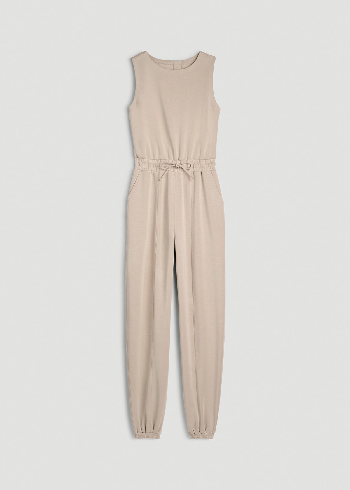 Soft Motion Sleeveless Sweatpants Jumpsuit for Tall Women in Simply Taupe