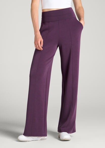 Soft Motion Wide Leg Ultra High Rise Pants for Tall Women in Aubergine