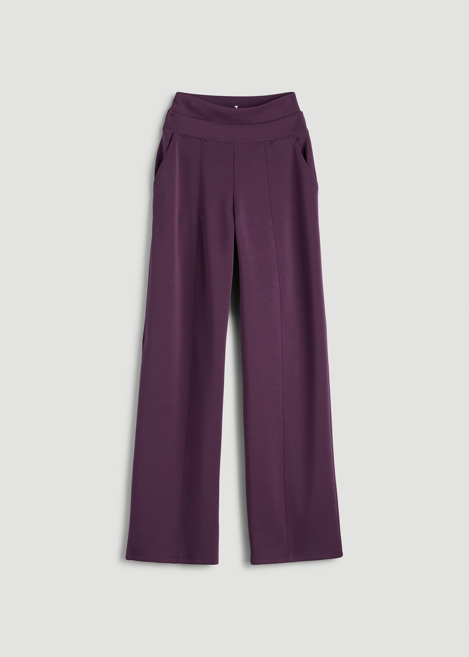 Soft Motion Wide Leg Ultra High Rise Pants for Tall Women in Aubergine