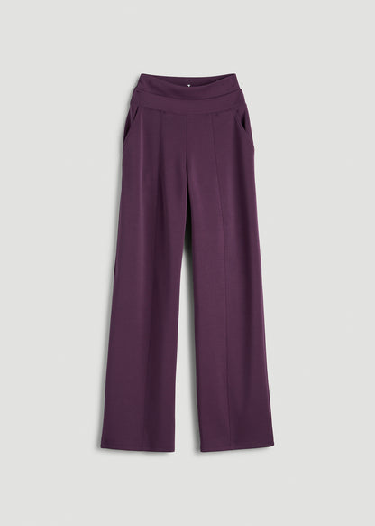 Soft Motion Wide Leg Ultra High Rise Pants for Tall Women in Aubergine