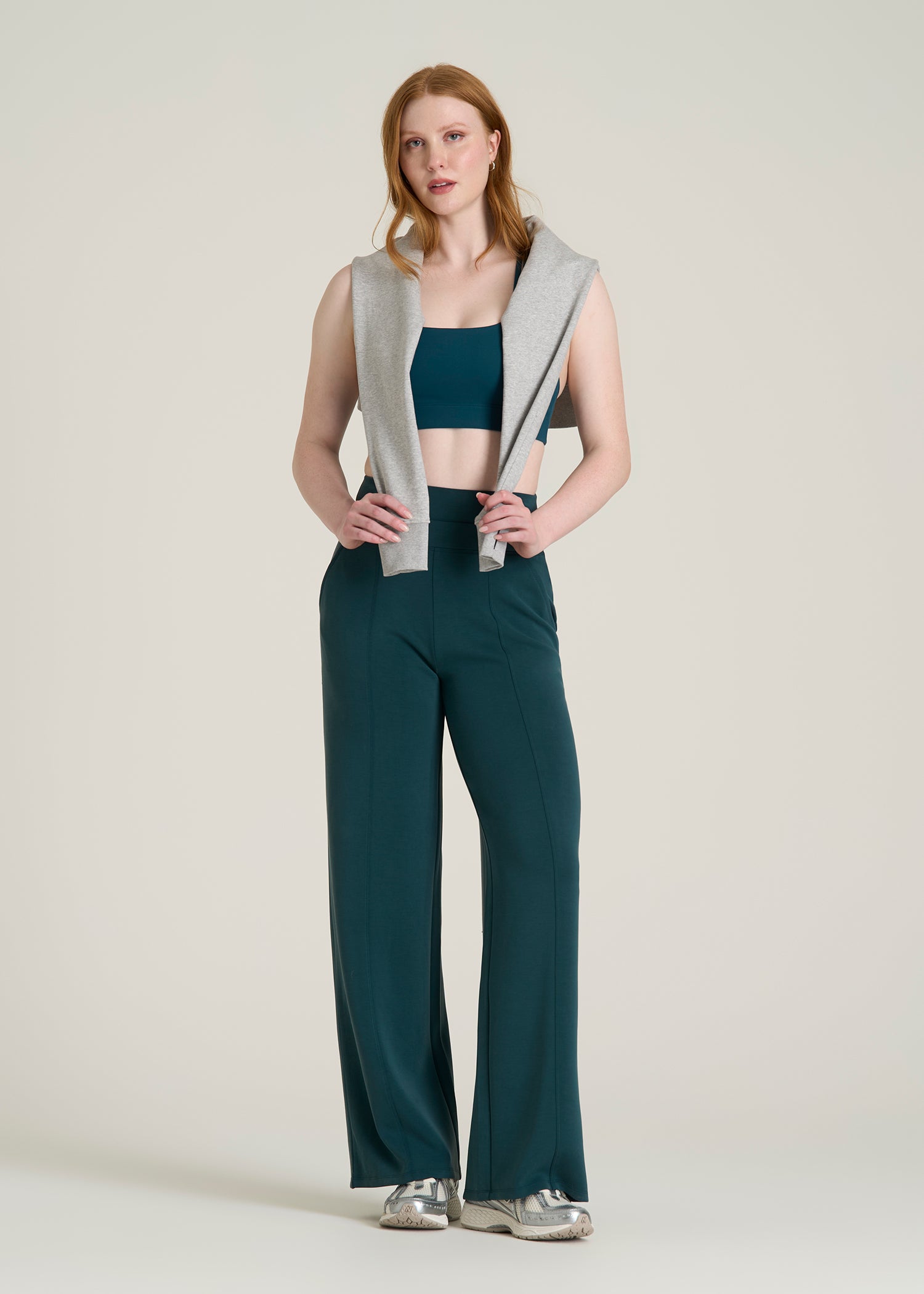 Soft Motion Wide Leg Ultra High Rise Pant for Tall Women in Deep Teal