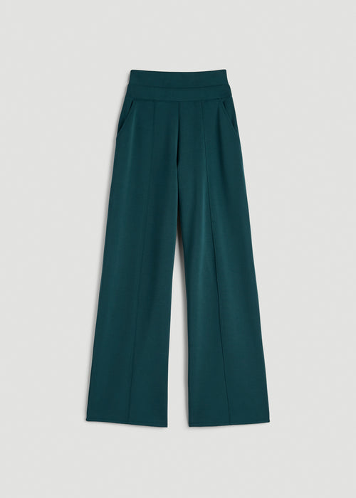 Soft Motion Wide Leg Ultra High Rise Pant for Tall Women in Deep Teal