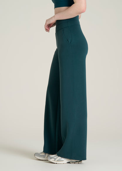 Soft Motion Wide Leg Ultra High Rise Pant for Tall Women in Deep Teal