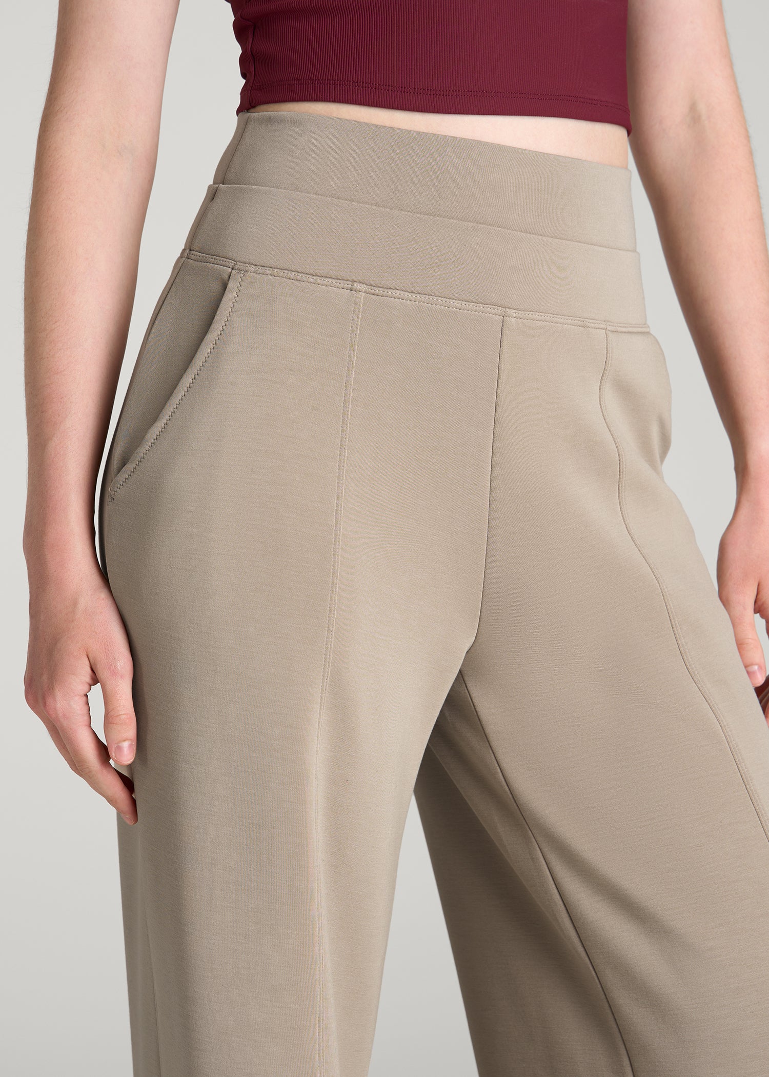 Soft Motion Wide Leg Ultra High Rise Pant for Tall Women in Simply Taupe