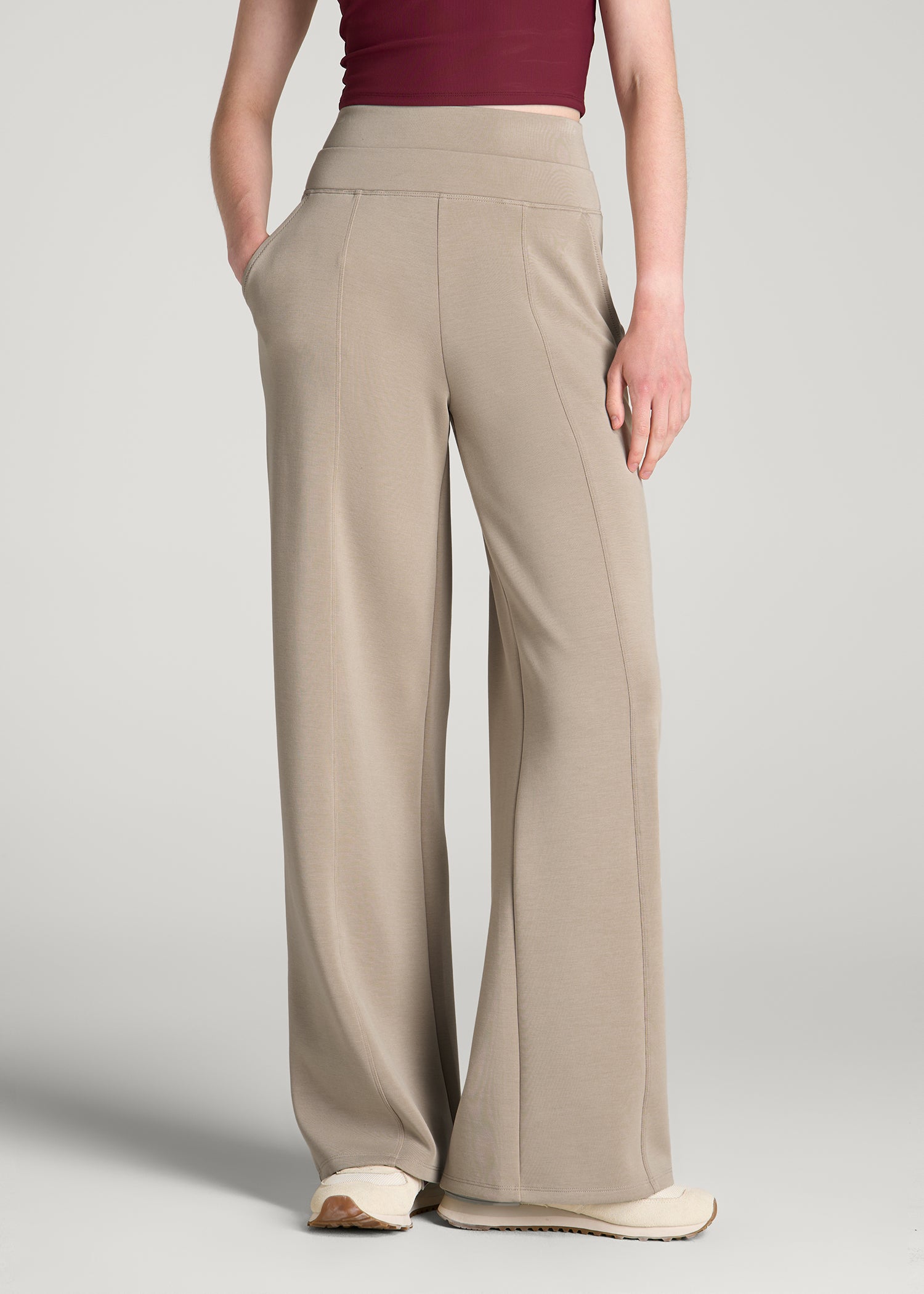 Soft Motion Wide Leg Ultra High Rise Pant for Tall Women in Simply Taupe